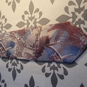 Wembley Burgandy, Light Blue, and Silver Tie